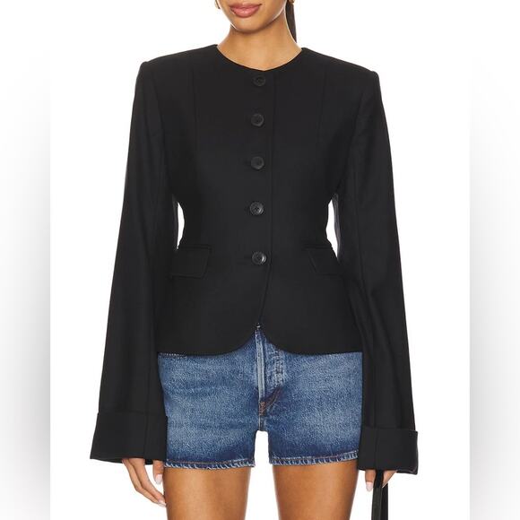 EAVES Jackets & Blazers - EAVES Tala Blazer in Black Wool Cuffed Classic Structured XL Jacket $395